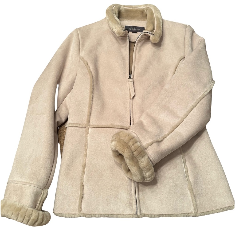 Liz Claiborne Off white Faux Fur Jacket